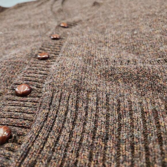 VTG Robert Bruce Mens XL Wool Knit Brown Preppy Cardigan Sweater USA Union Made - Picture 5 of 13